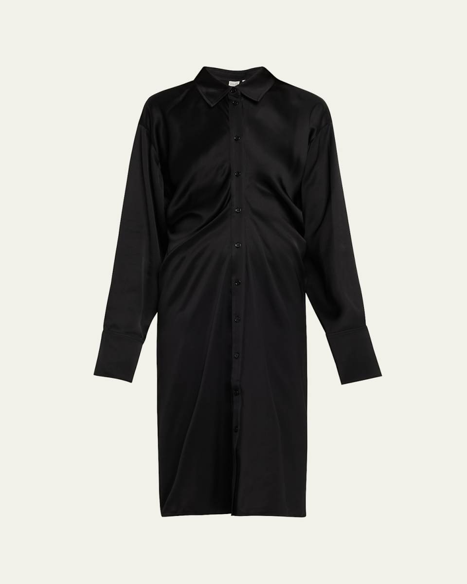 Slouch Satin Knee-Length Shirtdress
